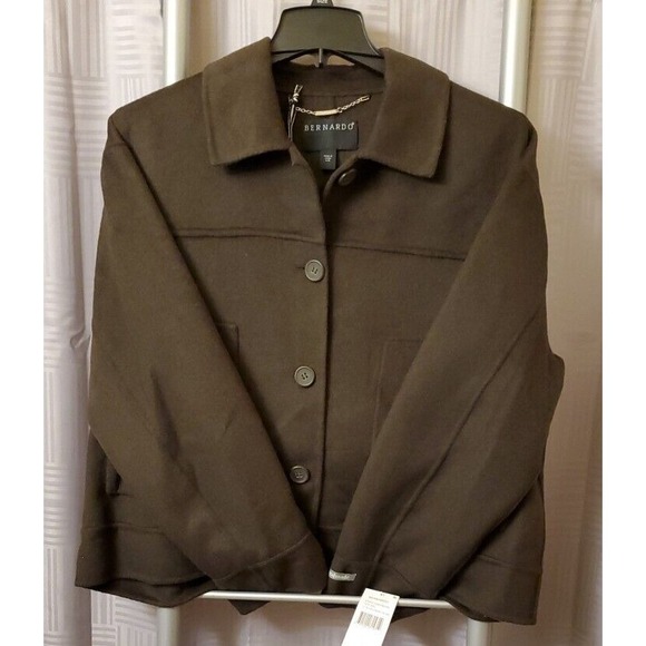 NWT Bernardo Wool Blend Button Blazer Jacket Lightweight Size XXL Dark Olive‎ - Picture 1 of 8